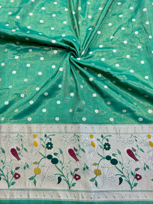 Paitanick Desing border with tissu fabric 44-45 width C GREEN