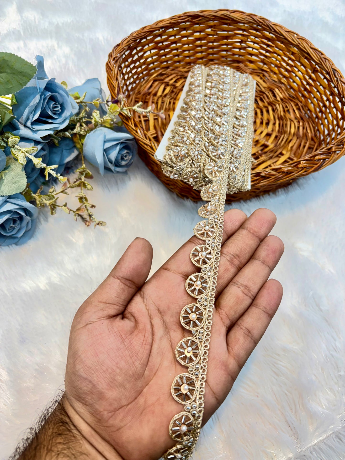 Handmade Designer Lace – 9 Meter Premium Decorative Lace (rose gold)