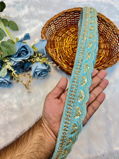 Premium handmade Designer Lace – 9 Meter Premium Decorative Lace (sky blue)