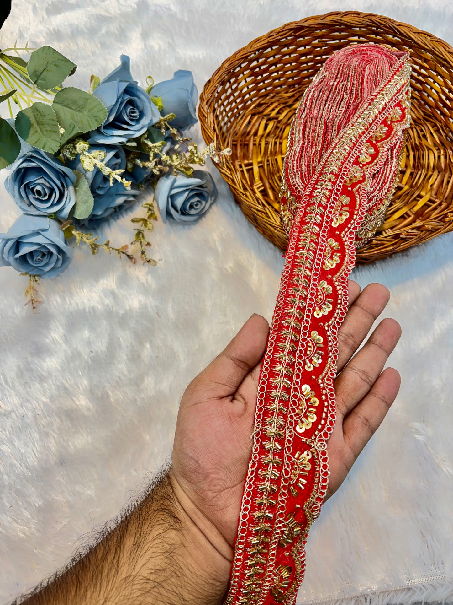 Premium handmade Designer Lace – 9 Meter Premium Decorative Lace (red)
