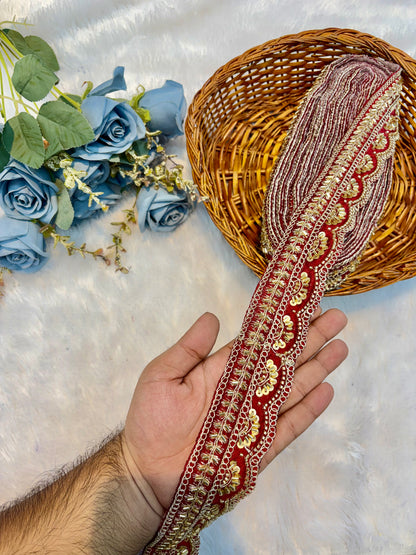 Premium handmade Designer Lace – 9 Meter Premium Decorative Lace (maroon)