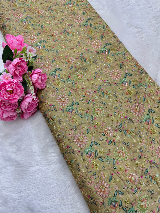 Pure 🌸Chinon fabric 👗with embroidery 44inch width