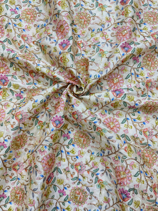 Pure 🌸Chinon fabric 👗with embroidery 44inch width