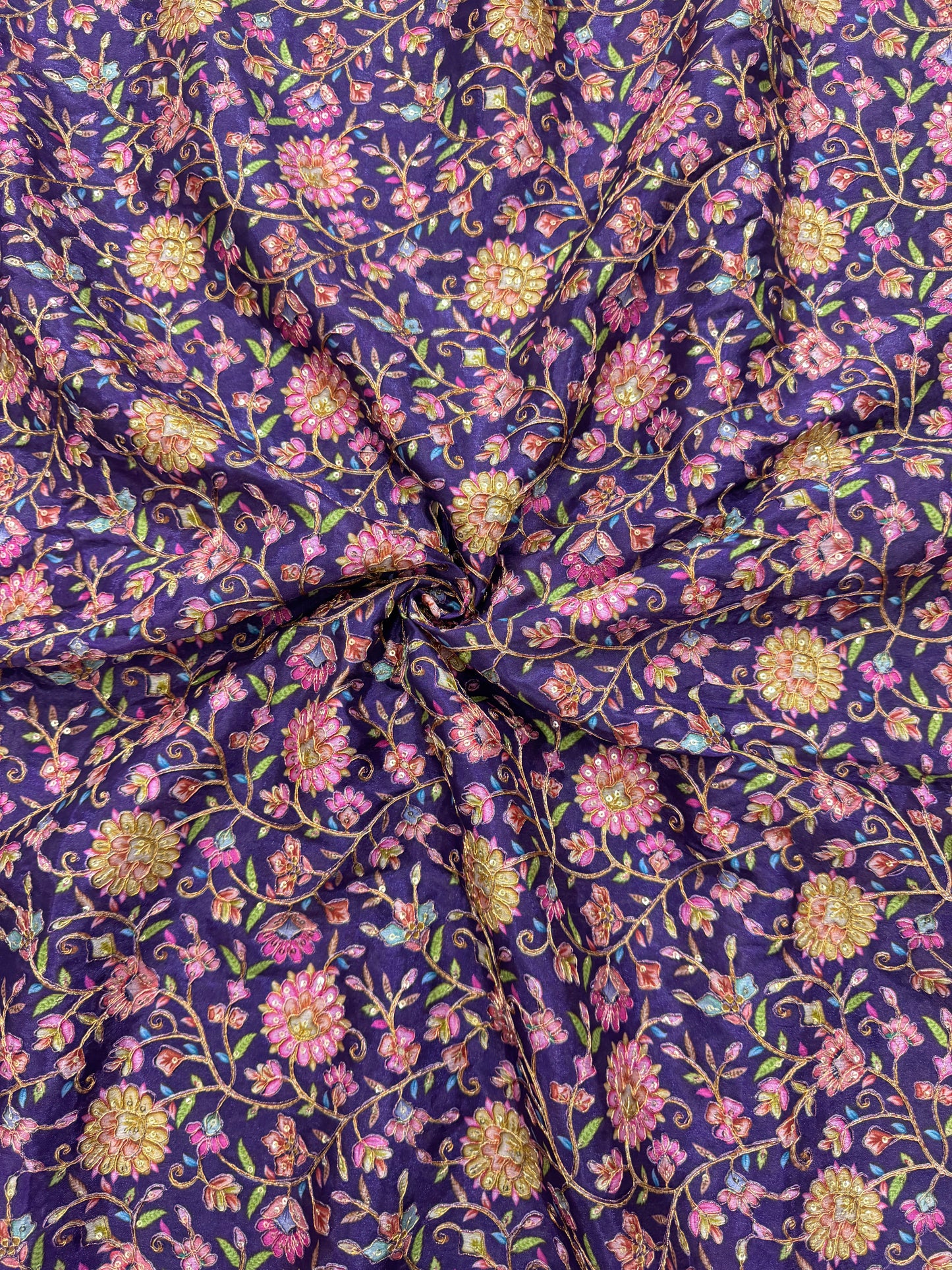 Pure 🌸Chinon fabric 👗with embroidery 44inch width