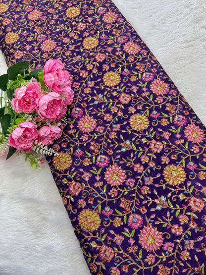 Pure 🌸Chinon fabric 👗with embroidery 44inch width