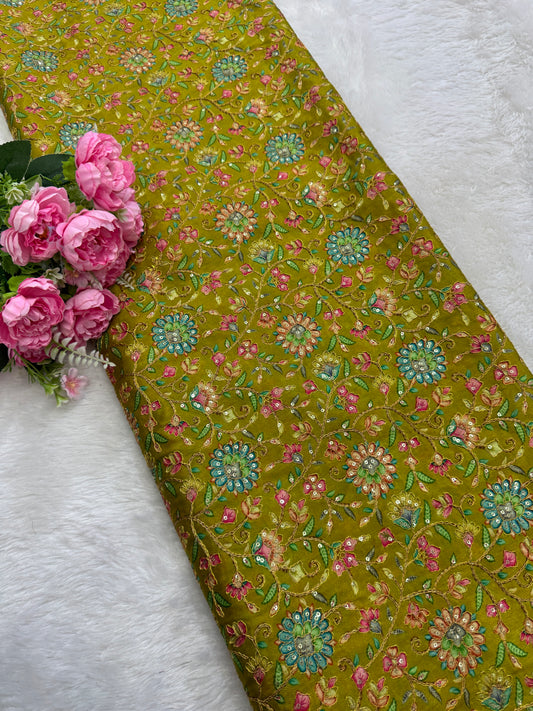 Pure 🌸Chinon fabric 👗with embroidery 44inch width