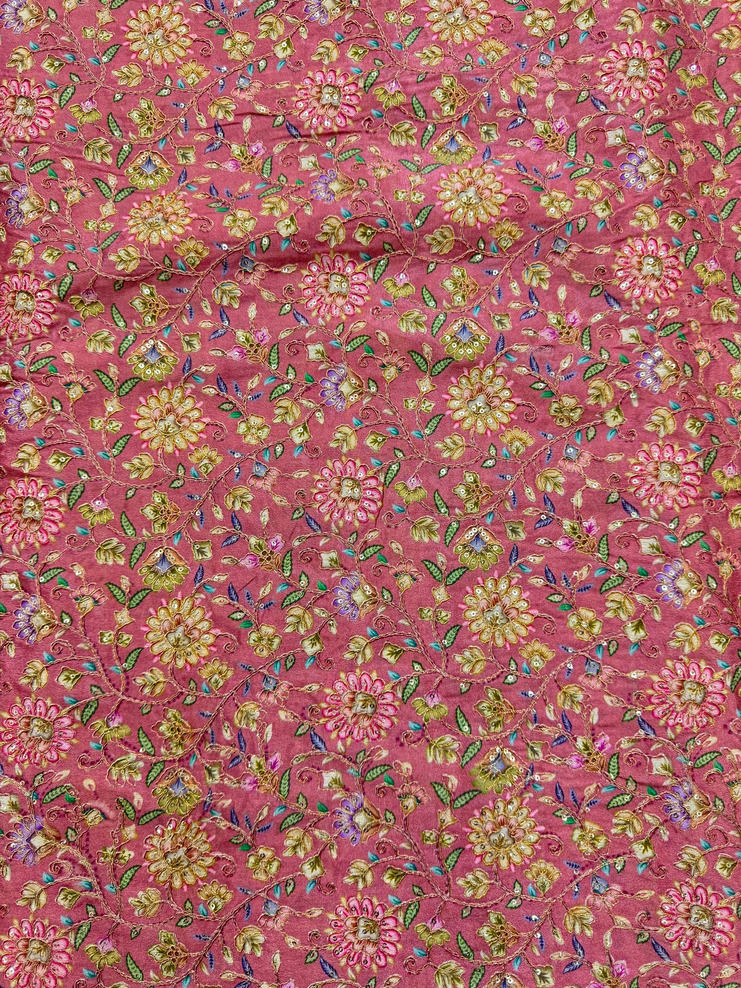 Pure 🌸Chinon fabric 👗with embroidery 44inch width