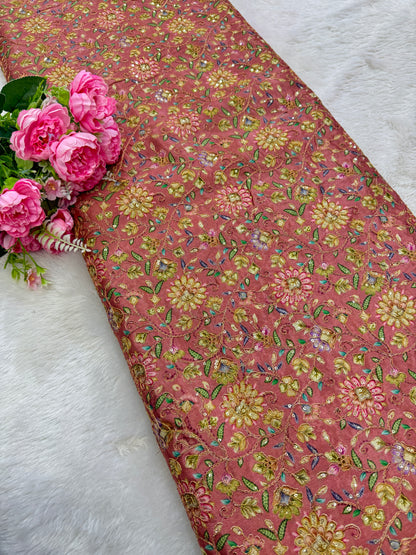 Pure 🌸Chinon fabric 👗with embroidery 44inch width