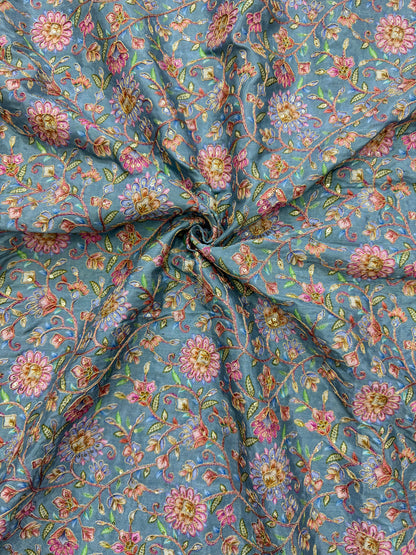 Pure 🌸Chinon fabric 👗with embroidery 44inch width