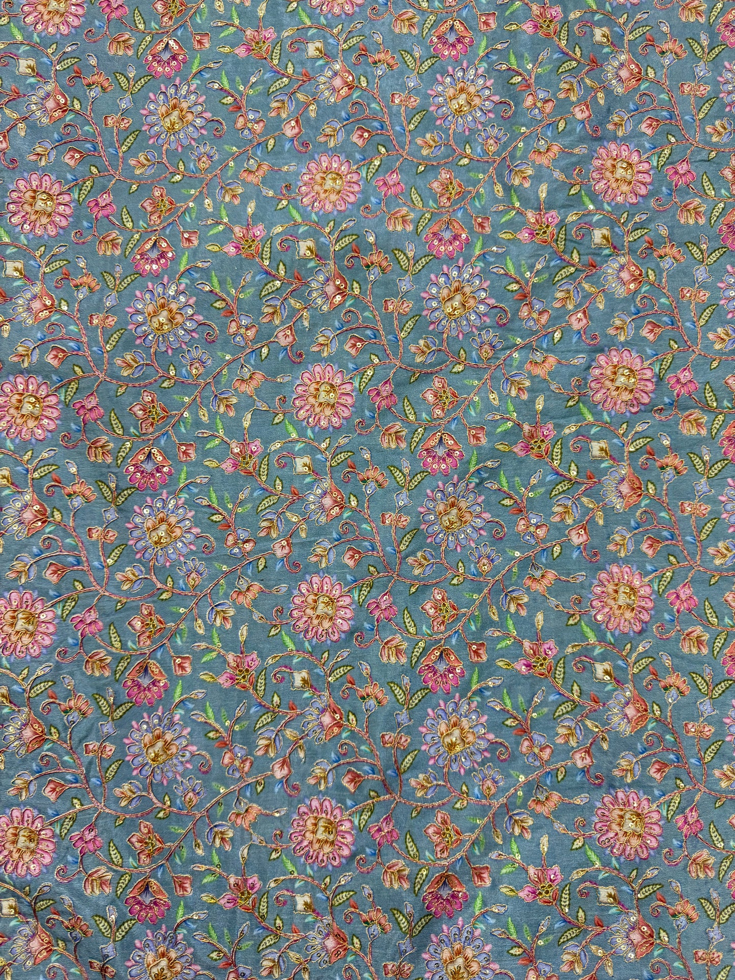 Pure 🌸Chinon fabric 👗with embroidery 44inch width