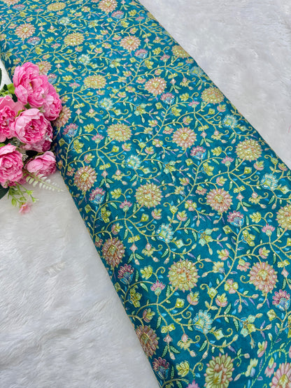 Pure 🌸Chinon fabric 👗with embroidery 44inch width