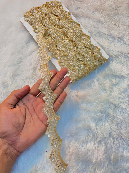 Luxury Golden maggam lace border  & Sequin Lace Trim for Saree & Lehanga (pack of 9 meter)