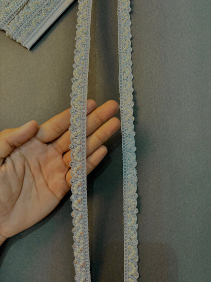 White Pearl & Stone  Lace Border | Designer Saree, Dupatta, Lehenga, Blouse Trim Elegant Wedding & Craft Decoration Lace (pack of 9 meter)