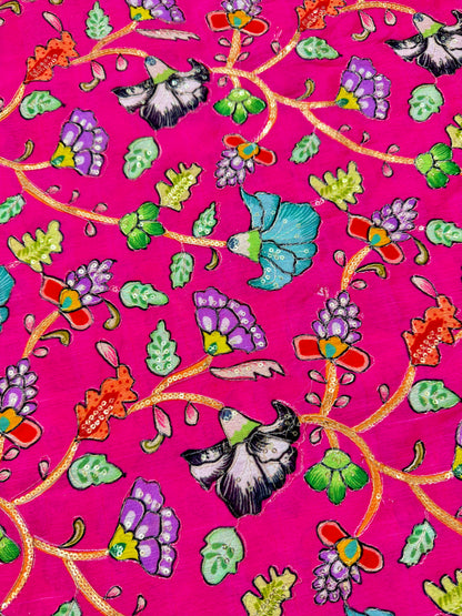 Multicolor all over position, Printed chenonFabric for Dressmaking | Designer Floral Print Fabric for Kurti, Saree, Blouse & Craft width 44inch width