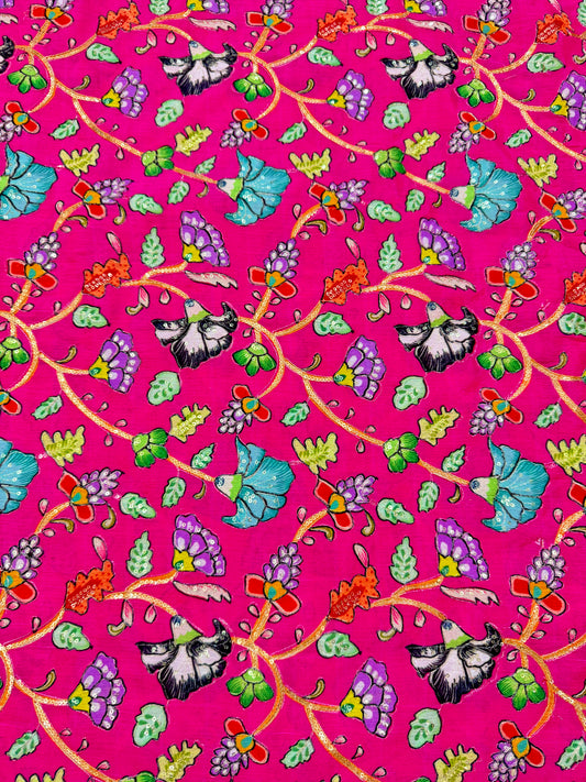 Multicolor all over position, Printed chenonFabric for Dressmaking | Designer Floral Print Fabric for Kurti, Saree, Blouse & Craft width 44inch width