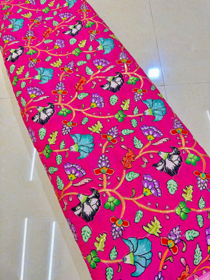 Multicolor all over position, Printed chenonFabric for Dressmaking | Designer Floral Print Fabric for Kurti, Saree, Blouse & Craft width 44inch width