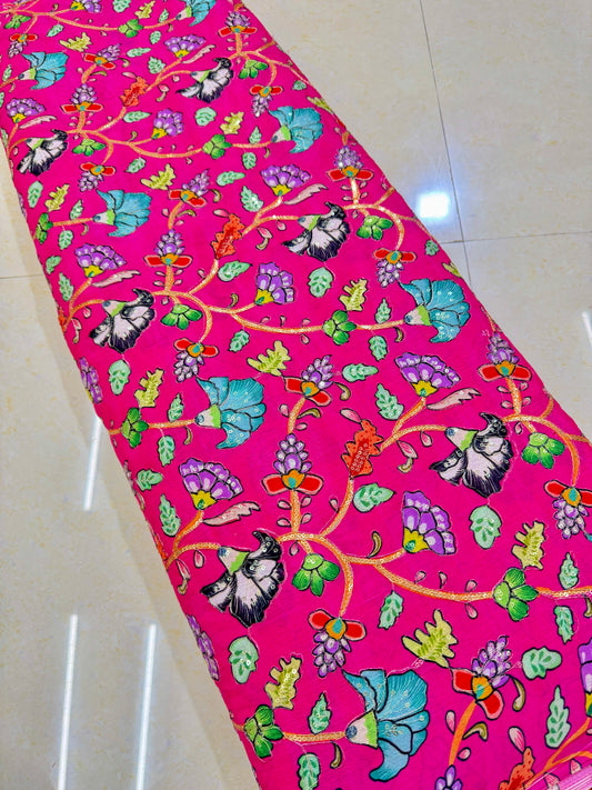 Multicolor all over position, Printed chenonFabric for Dressmaking | Designer Floral Print Fabric for Kurti, Saree, Blouse & Craft width 44inch width