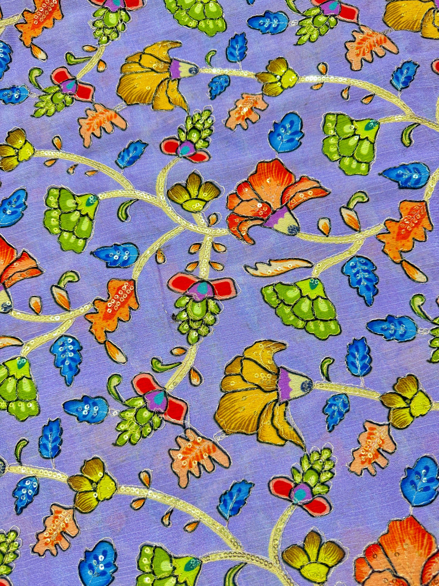 Multicolor all over position, Printed chenonFabric for Dressmaking | Designer Floral Print Fabric for Kurti, Saree, Blouse & Craft width 44inch width