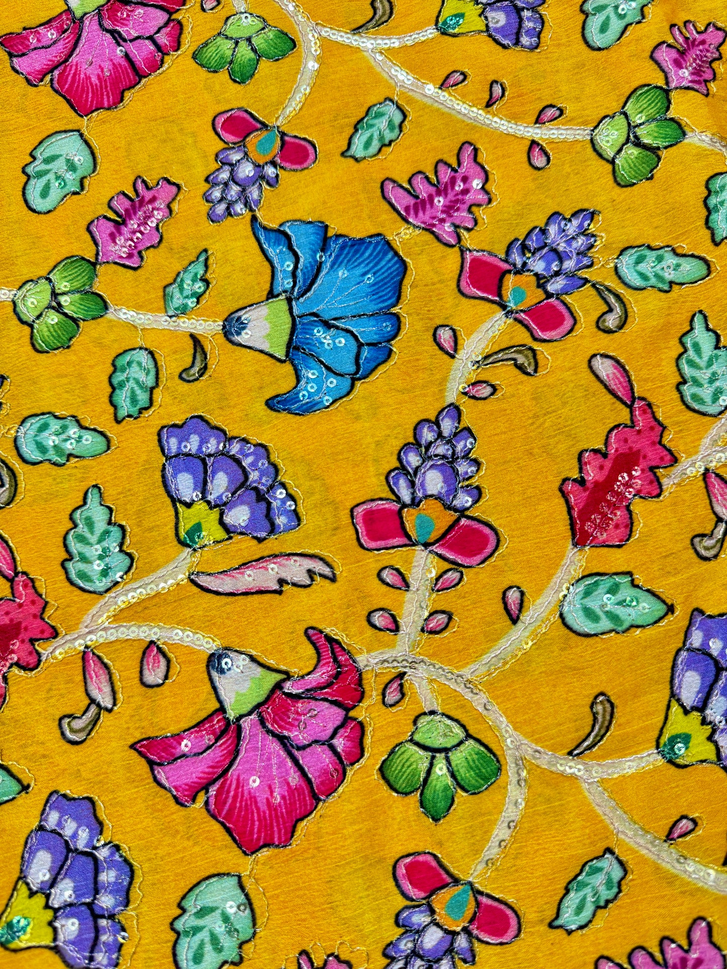 Multicolor all over position, Printed chenonFabric for Dressmaking | Designer Floral Print Fabric for Kurti, Saree, Blouse & Craft width 44inch width