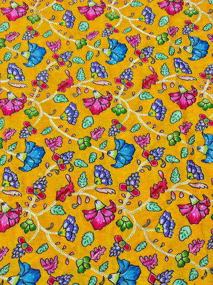 Multicolor all over position, Printed chenonFabric for Dressmaking | Designer Floral Print Fabric for Kurti, Saree, Blouse & Craft width 44inch width