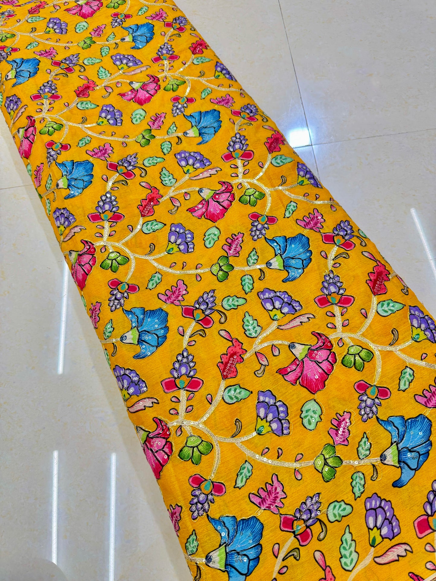 Multicolor all over position, Printed chenonFabric for Dressmaking | Designer Floral Print Fabric for Kurti, Saree, Blouse & Craft width 44inch width