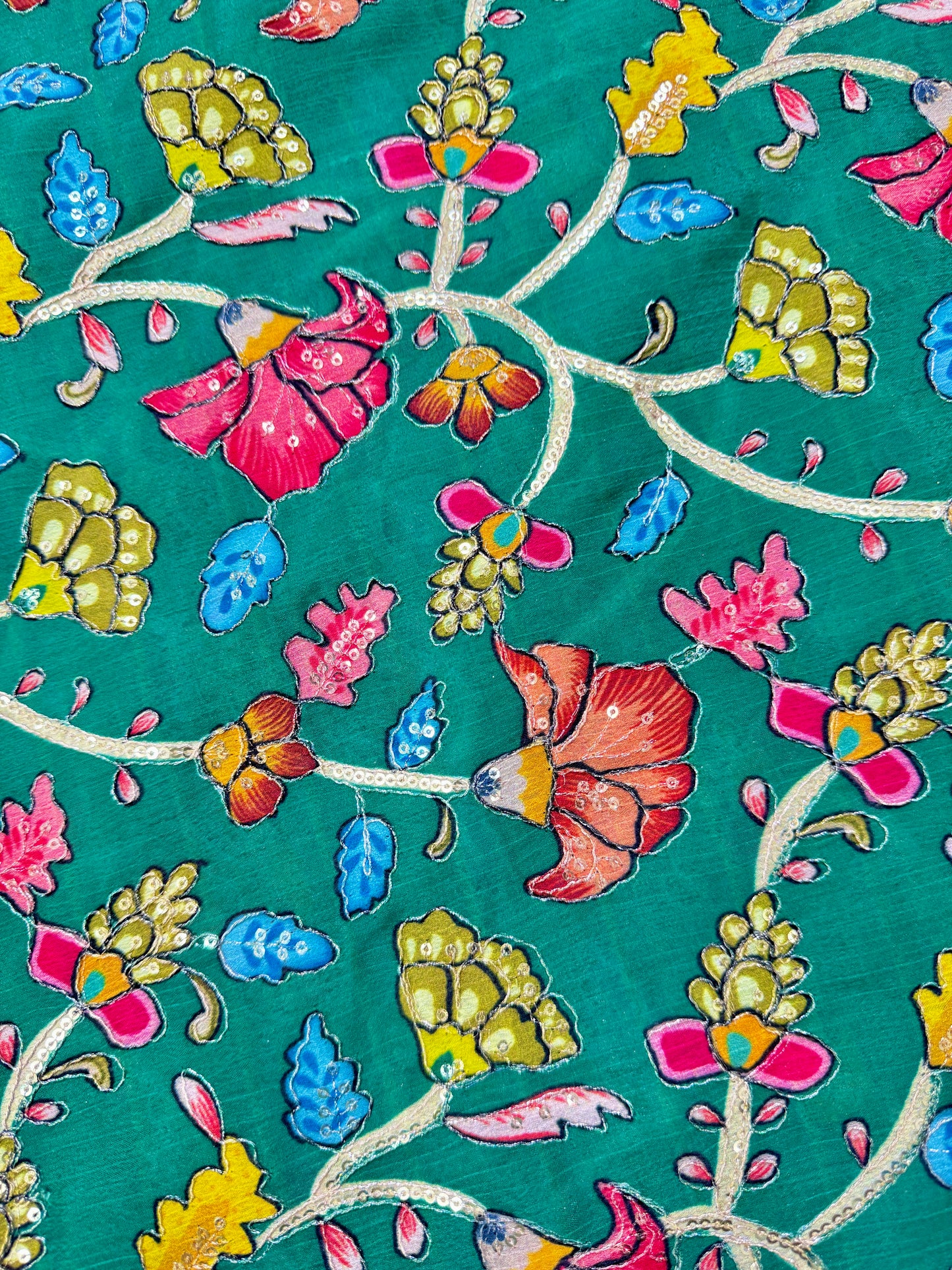 Multicolor all over position, Printed chenonFabric for Dressmaking | Designer Floral Print Fabric for Kurti, Saree, Blouse & Craft width 44inch width