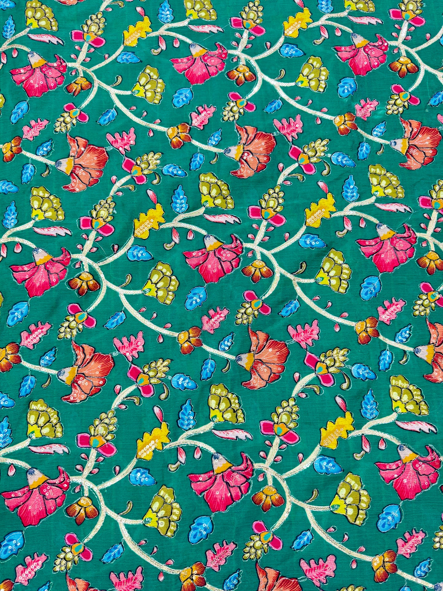 Multicolor all over position, Printed chenonFabric for Dressmaking | Designer Floral Print Fabric for Kurti, Saree, Blouse & Craft width 44inch width