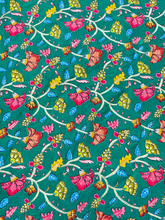 Multicolor all over position, Printed chenonFabric for Dressmaking | Designer Floral Print Fabric for Kurti, Saree, Blouse & Craft width 44inch width