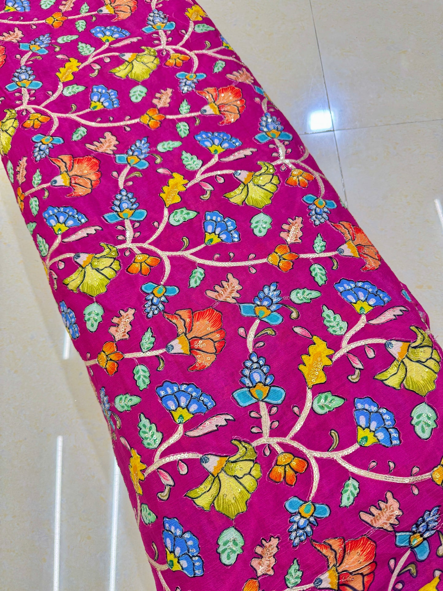 Multicolor all over position, Printed chenonFabric for Dressmaking | Designer Floral Print Fabric for Kurti, Saree, Blouse & Craft width 44inch width