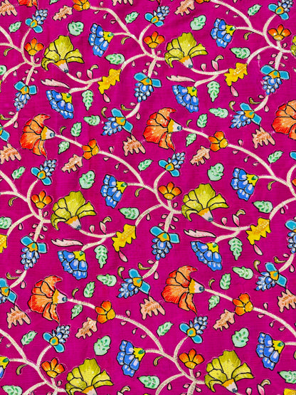 Multicolor all over position, Printed chenonFabric for Dressmaking | Designer Floral Print Fabric for Kurti, Saree, Blouse & Craft width 44inch width