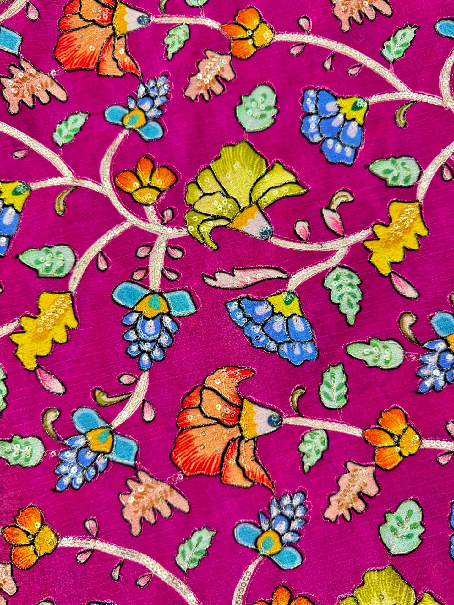 Multicolor all over position, Printed chenonFabric for Dressmaking | Designer Floral Print Fabric for Kurti, Saree, Blouse & Craft width 44inch width