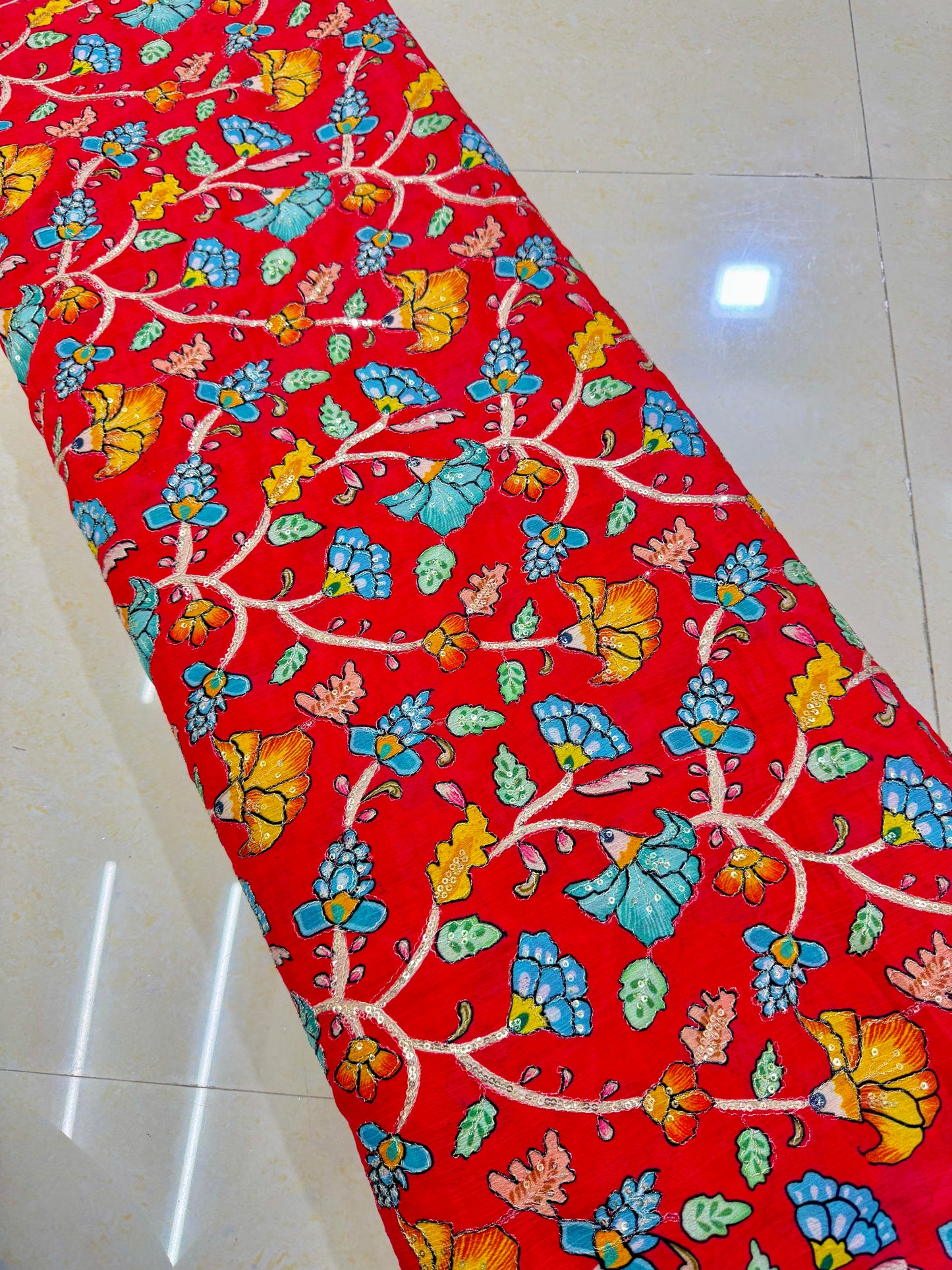 Multicolor all over position, Printed chenonFabric for Dressmaking | Designer Floral Print Fabric for Kurti, Saree, Blouse & Craft width 44inch width