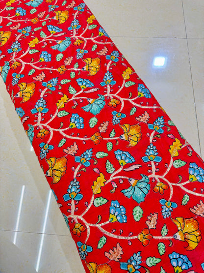 Multicolor all over position, Printed chenonFabric for Dressmaking | Designer Floral Print Fabric for Kurti, Saree, Blouse & Craft width 44inch width