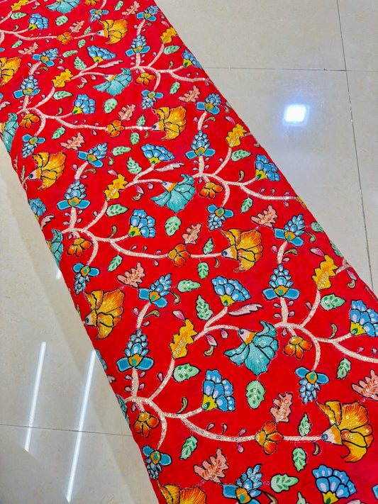 Multicolor all over position, Printed chenonFabric for Dressmaking | Designer Floral Print Fabric for Kurti, Saree, Blouse & Craft width 44inch width