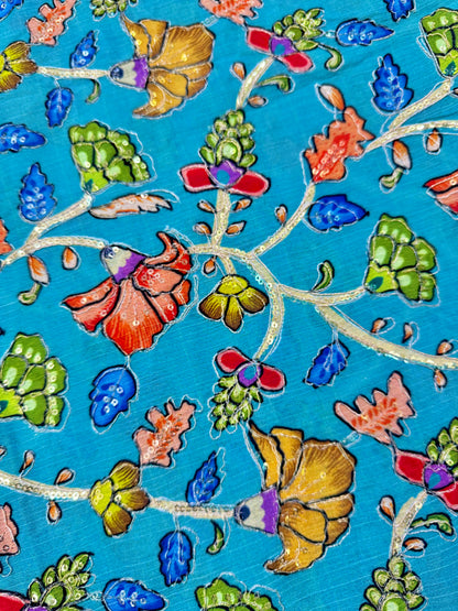 Multicolor all over position, Printed chenonFabric for Dressmaking | Designer Floral Print Fabric for Kurti, Saree, Blouse & Craft width 44inch width