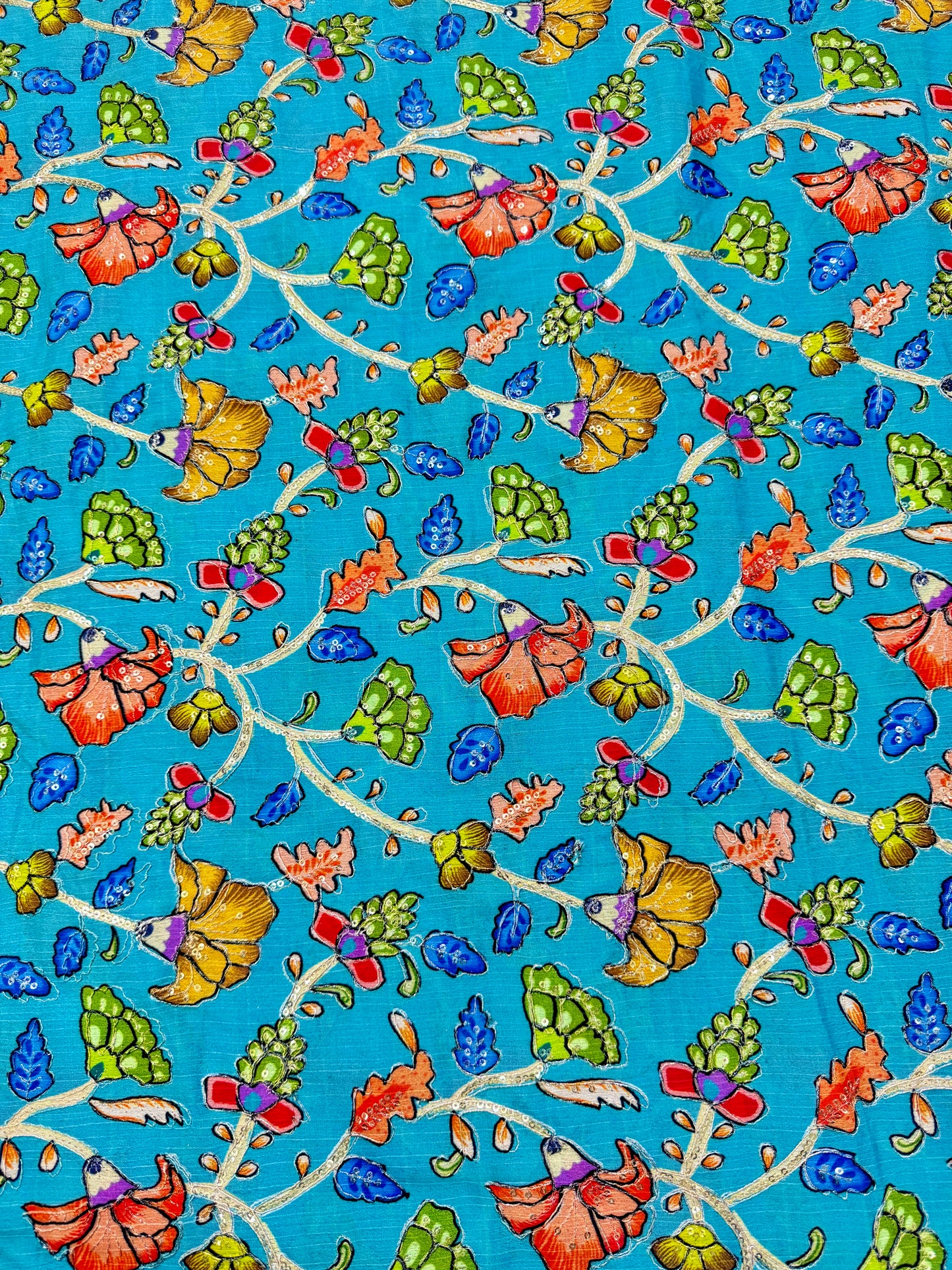 Multicolor all over position, Printed chenonFabric for Dressmaking | Designer Floral Print Fabric for Kurti, Saree, Blouse & Craft width 44inch width