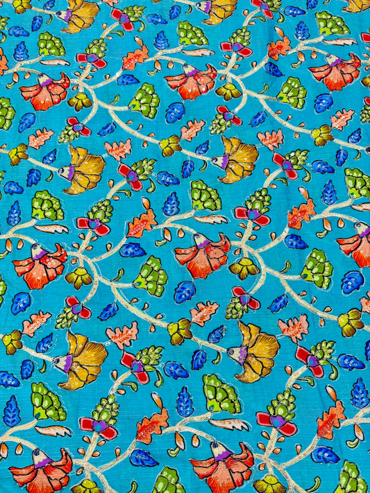 Multicolor all over position, Printed chenonFabric for Dressmaking | Designer Floral Print Fabric for Kurti, Saree, Blouse & Craft width 44inch width