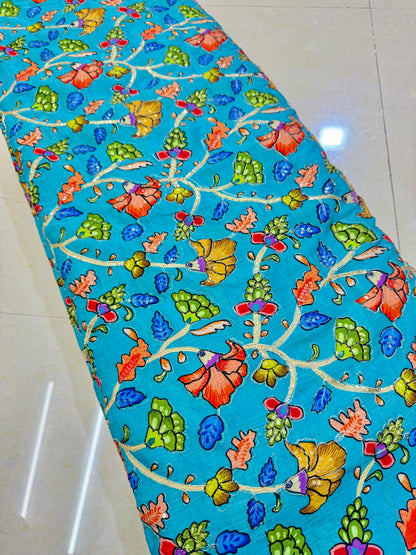 Multicolor all over position, Printed chenonFabric for Dressmaking | Designer Floral Print Fabric for Kurti, Saree, Blouse & Craft width 44inch width