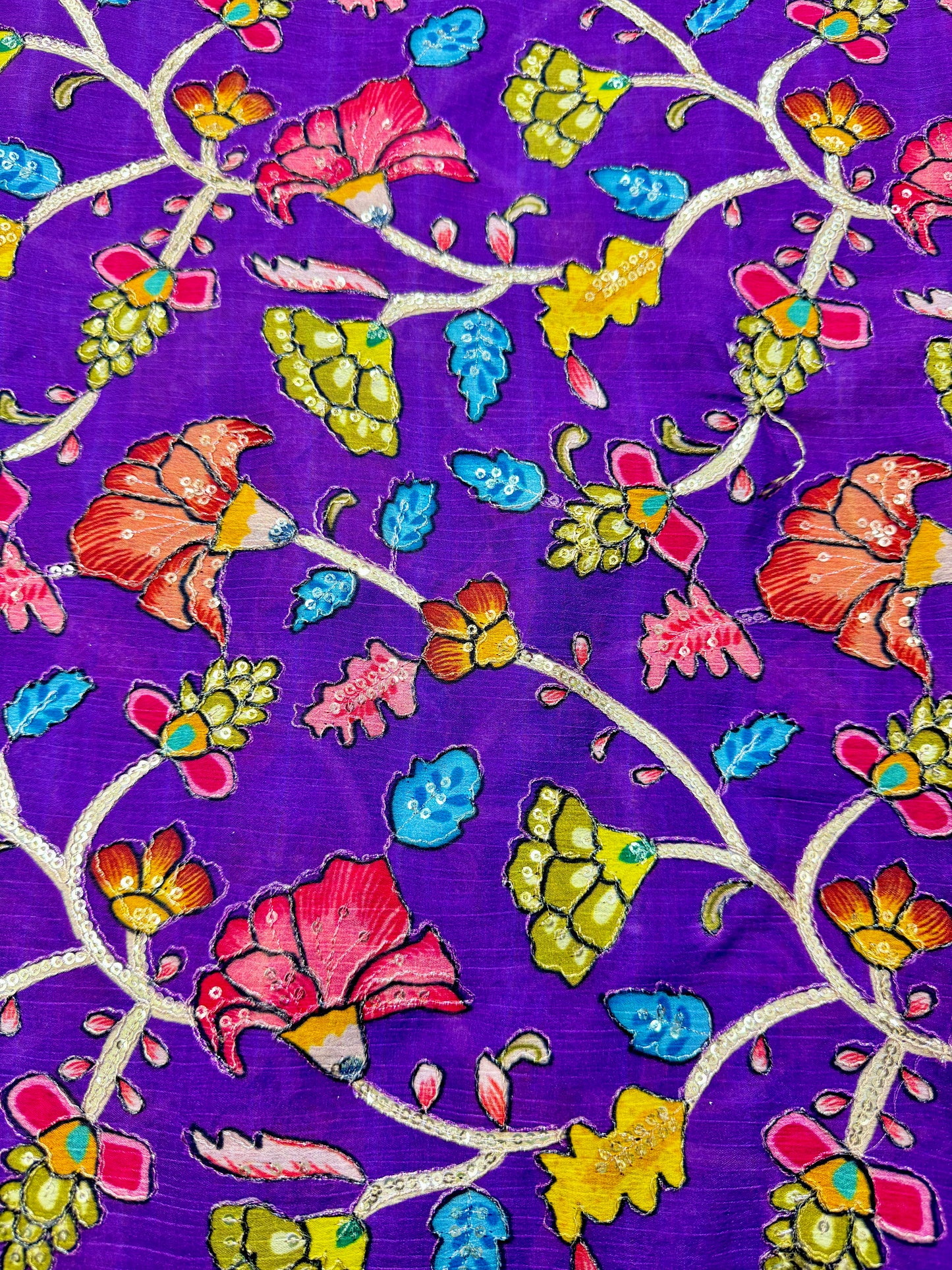Multicolor all over position, Printed chenonFabric for Dressmaking | Designer Floral Print Fabric for Kurti, Saree, Blouse & Craft width 44inch width