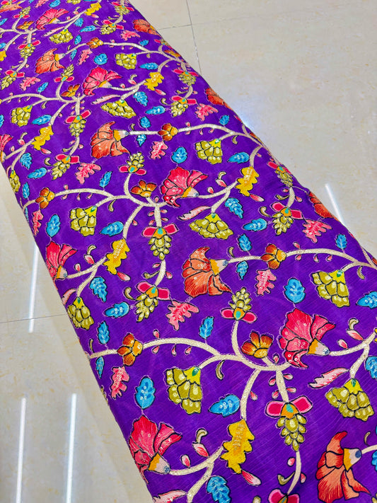 Multicolor all over position, Printed chenonFabric for Dressmaking | Designer Floral Print Fabric for Kurti, Saree, Blouse & Craft width 44inch width