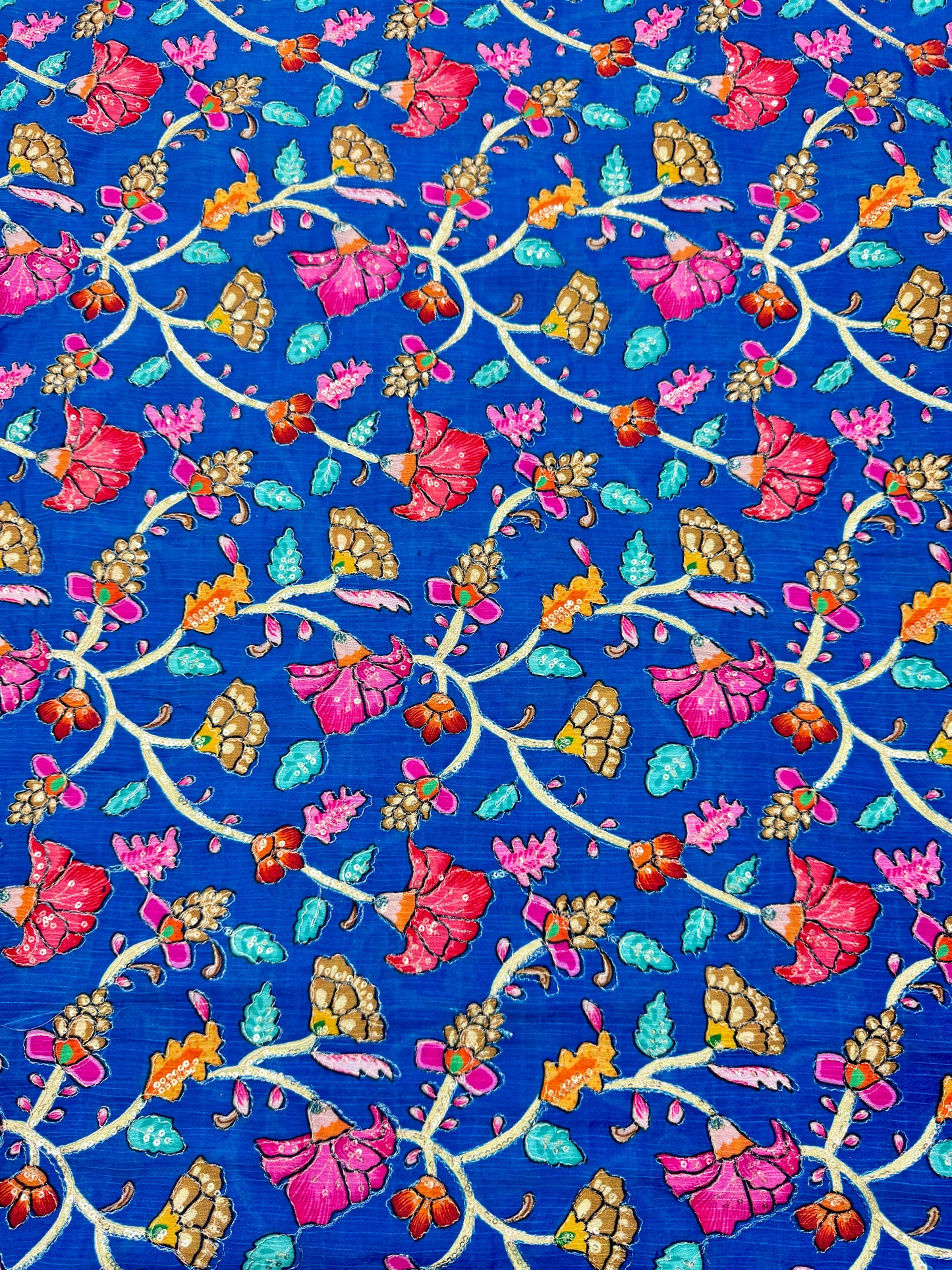 Multicolor all over position, Printed chenonFabric for Dressmaking | Designer Floral Print Fabric for Kurti, Saree, Blouse & Craft width 44inch width