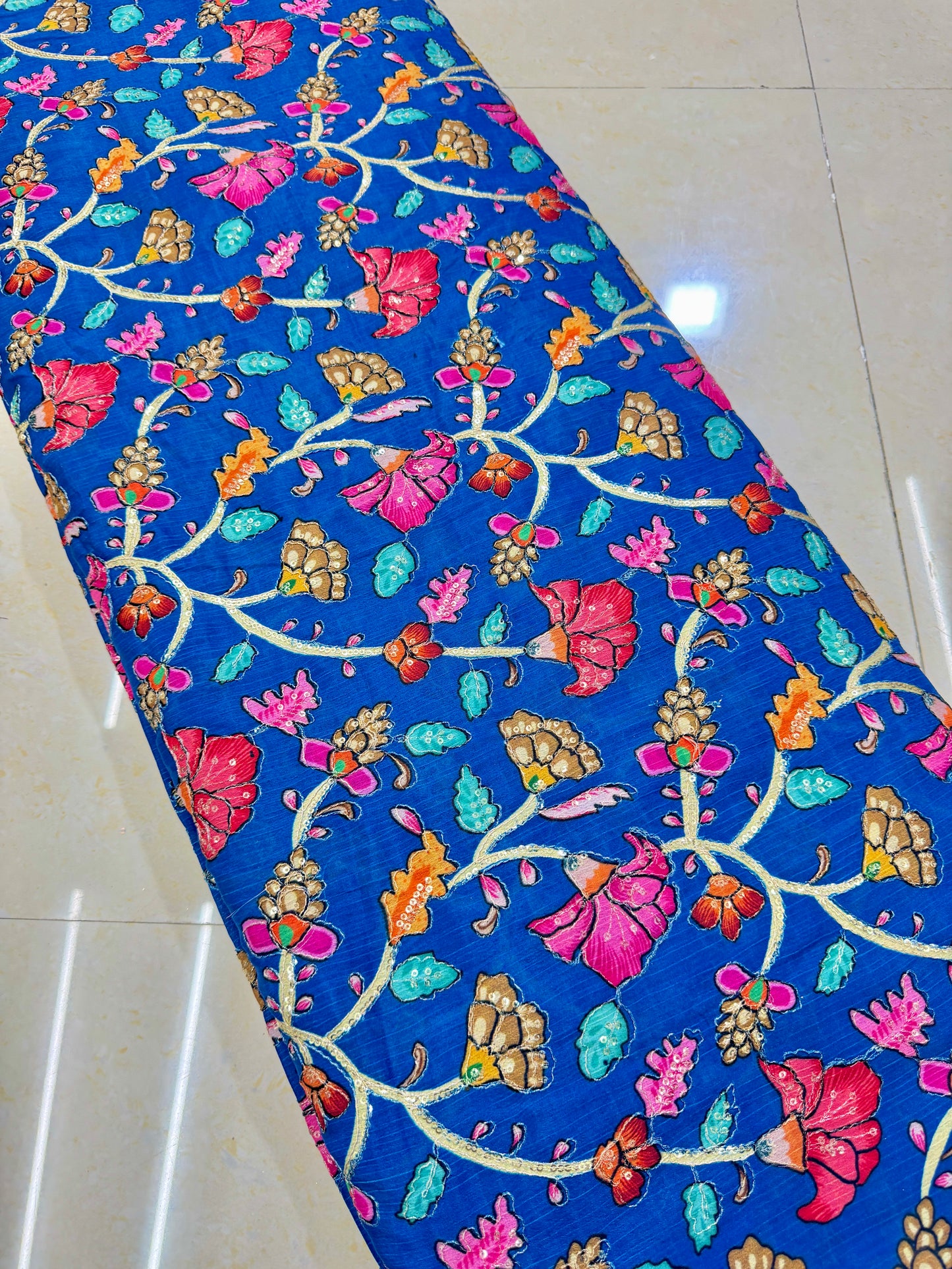 Multicolor all over position, Printed chenonFabric for Dressmaking | Designer Floral Print Fabric for Kurti, Saree, Blouse & Craft width 44inch width