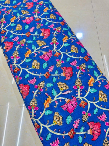 Multicolor all over position, Printed chenonFabric for Dressmaking | Designer Floral Print Fabric for Kurti, Saree, Blouse & Craft width 44inch width