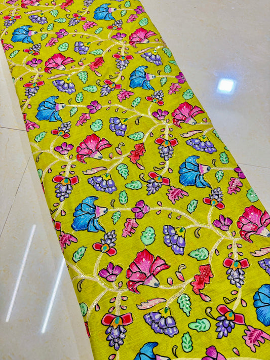 Multicolor all over position, Printed chenonFabric for Dressmaking | Designer Floral Print Fabric for Kurti, Saree, Blouse & Craft width 44inch width