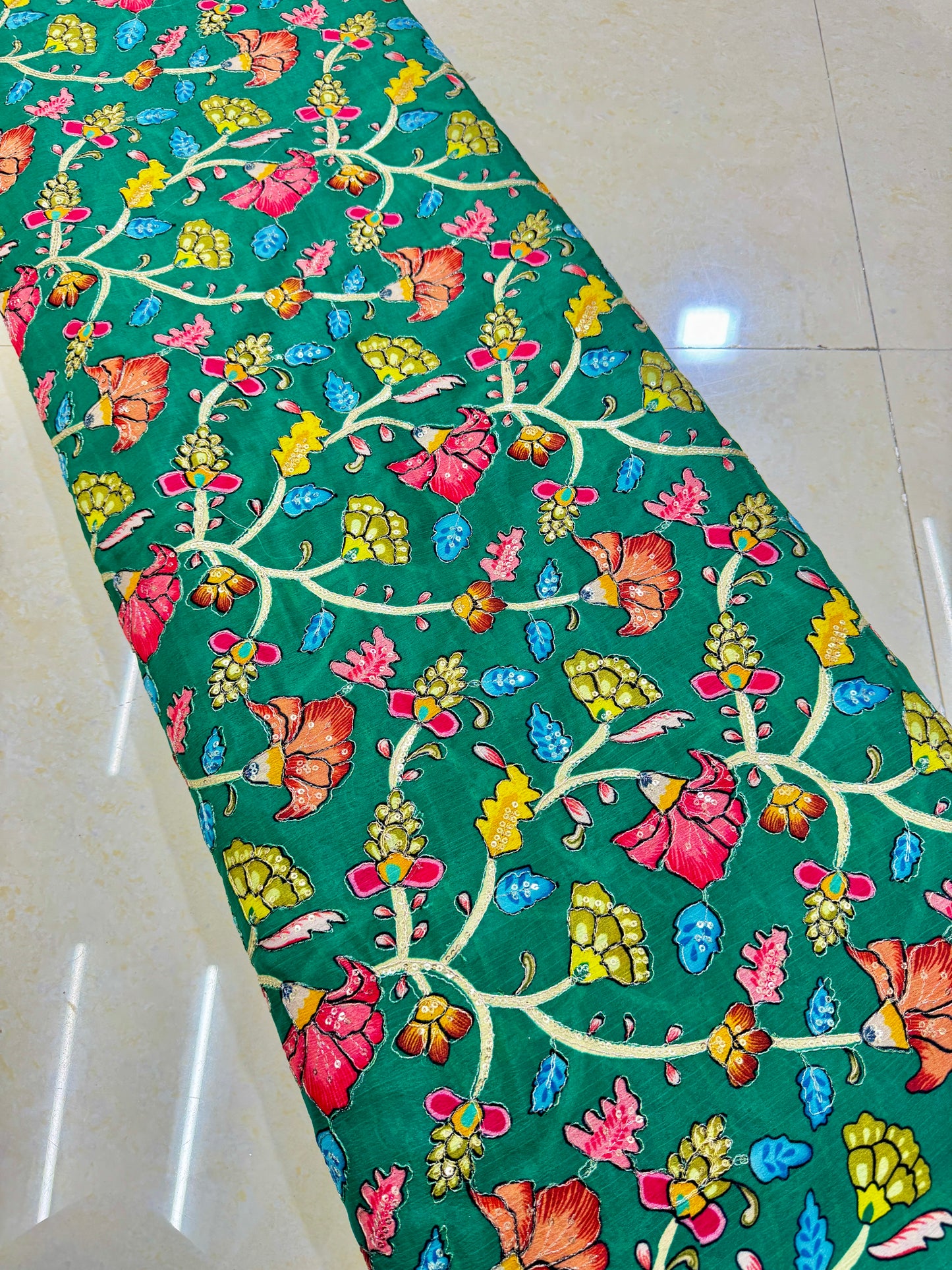 Multicolor all over position, Printed chenonFabric for Dressmaking | Designer Floral Print Fabric for Kurti, Saree, Blouse & Craft width 44inch width