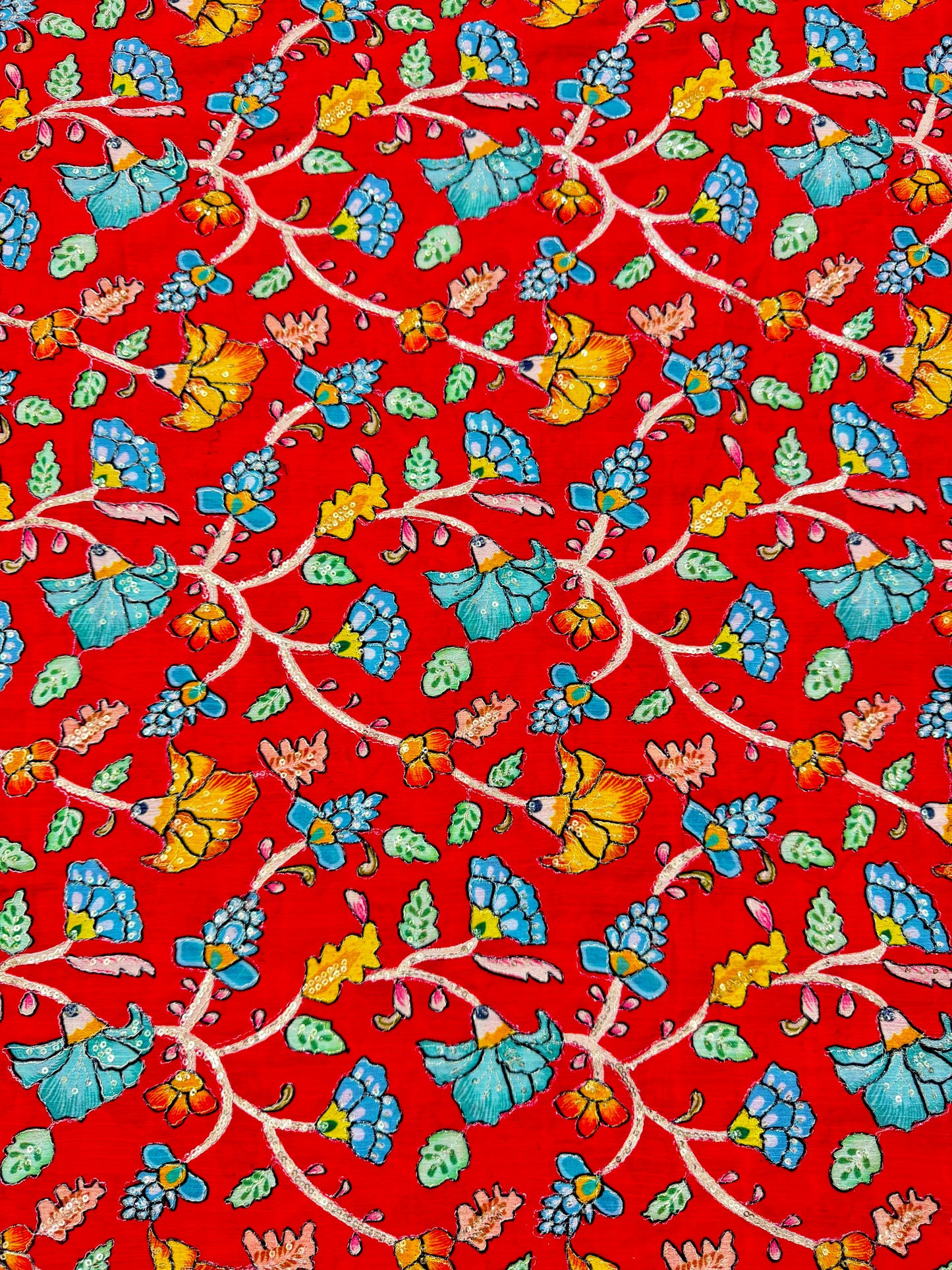 Multicolor all over position, Printed chenonFabric for Dressmaking | Designer Floral Print Fabric for Kurti, Saree, Blouse & Craft width 44inch width