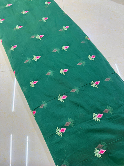 Mall chandari Embroidered Fabric with Yellow Floral Design | Soft Cotton Material for Saree, Blouse, Dress & Kurti Making | Fancy Fabric for Women’s Wear 44 width