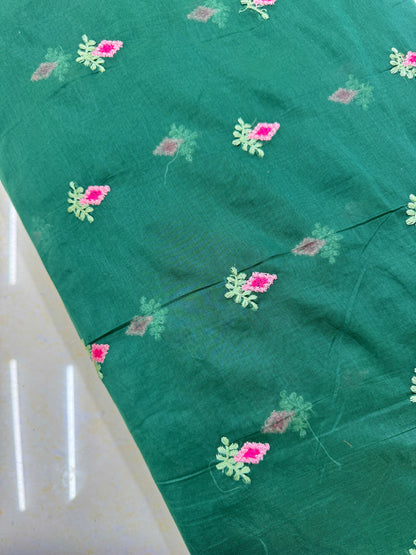 Mall chandari Embroidered Fabric with Yellow Floral Design | Soft Cotton Material for Saree, Blouse, Dress & Kurti Making | Fancy Fabric for Women’s Wear 44 width