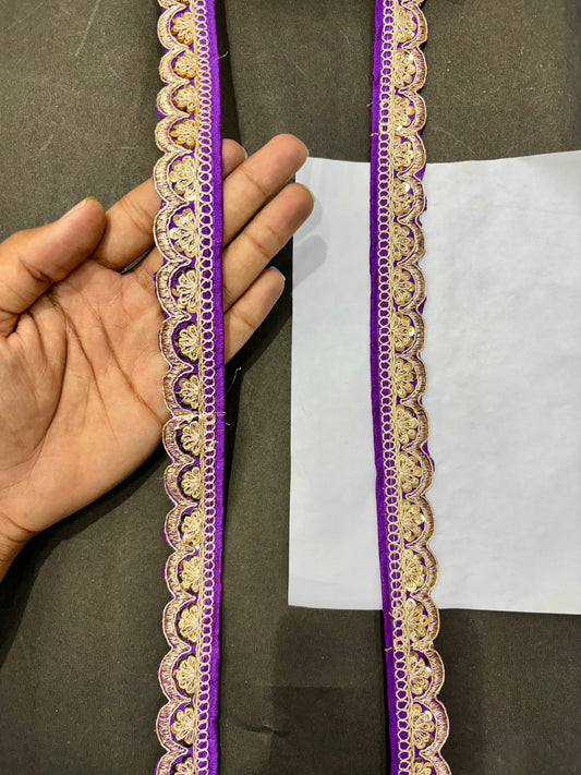 ✨Beautiful 😍Raw silk lace royal zari embroidered lace border 1inch (pack of 9 meter )