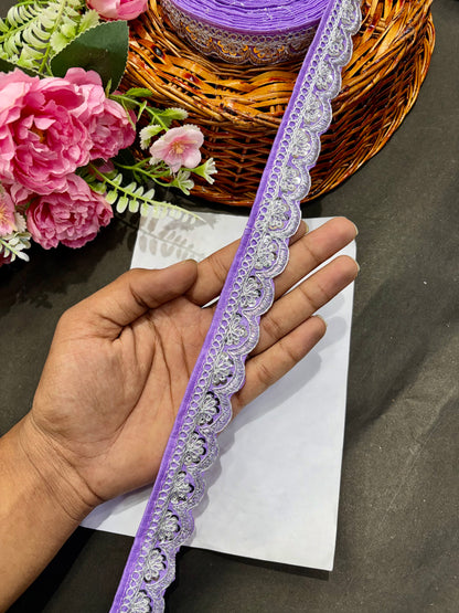 ✨Beautiful 😍Raw silk lace royal zari embroidered lace border 1inch (pack of 9 meter )